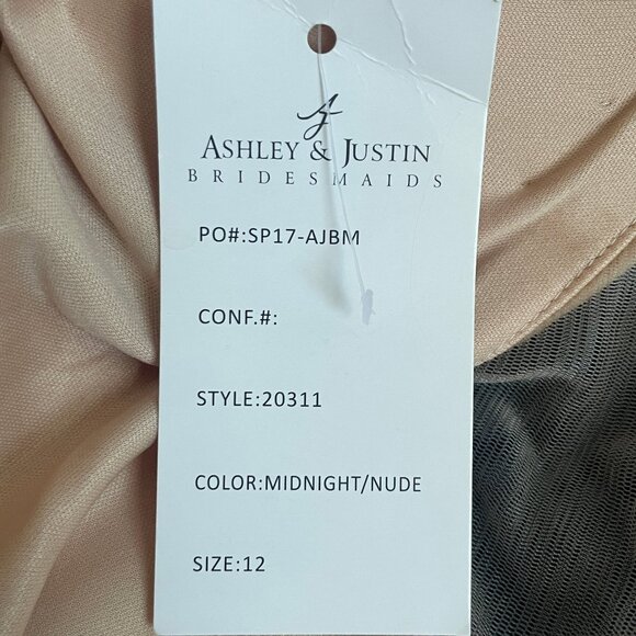 Ashley & Justin Bridesmaids Navy Lace Gown - Size 12 - Picture 8 of 8